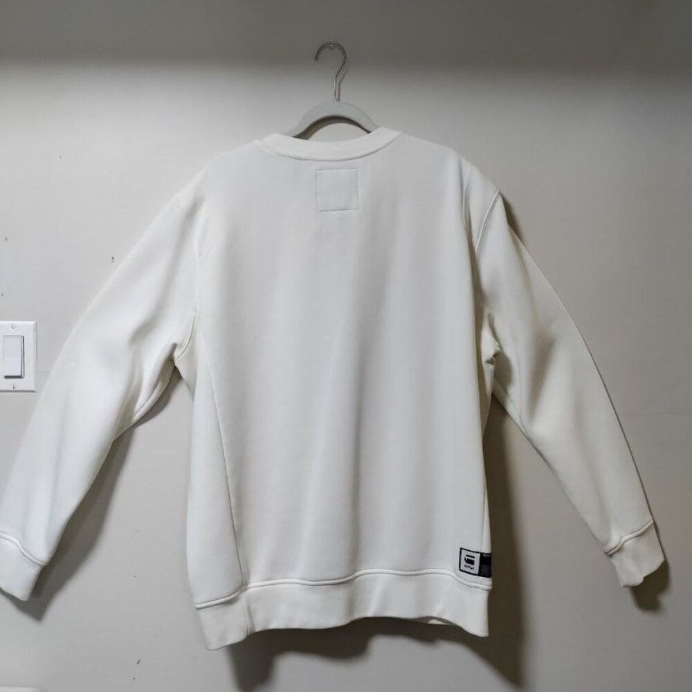 Gsraw Streetwear Rubber Graphic Printed Regular Fit GR Sweater Beige Mens Sz XXL - Picture 2 of 14